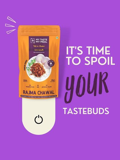 It's time to spoil your tastebuds. Just turn on the switch by adding hot water to my Rajma Chawal packet and enjoy a nutritious meal in minutes.
