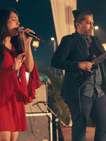 A beautiful moment on stage with Adil Manuel at a wedding at the Breach Candy Club. The connection between us as musicians translates into a soulful performance.