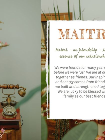 A collage with a sign explaining the meaning of "Maitri" (friendship), the name of the home.