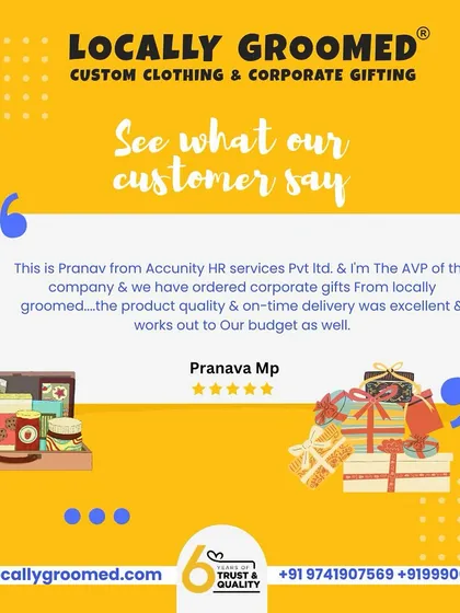 "The product quality & on-time delivery was excellent & works out to our budget as well." Pranav from Accunity HR services highlights our ability to deliver quality on time and within budget.
