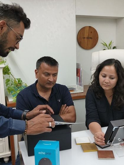 Smart technology for smart designs. Our team discussing our WiFi Keypad options with Architects Gaurav and Bhumika Choudhary of Aayat Designs in Jodhpur.