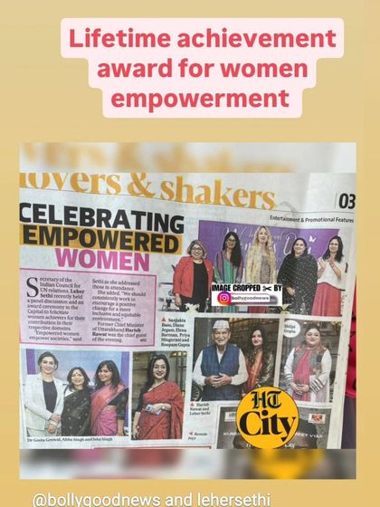 A social media story highlighting the HT City coverage of my Lifetime Achievement award for women empowerment.