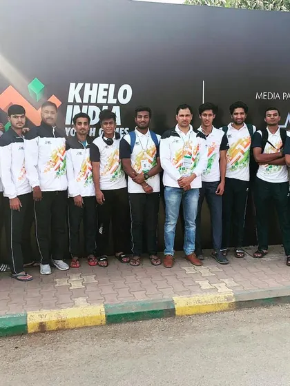 Our U21 men's basketball team standing together at the Khelo India Youth Games. As head coach for the team, it was a privilege to mentor these talented young players at one of India's most important national sports platforms.
