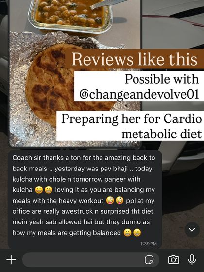 "People at my office are really awestruck." This client loves that her diet plan includes meals like pav bhaji and kulcha chole, balanced with her heavy workouts. It's about smart, not restrictive, eating.