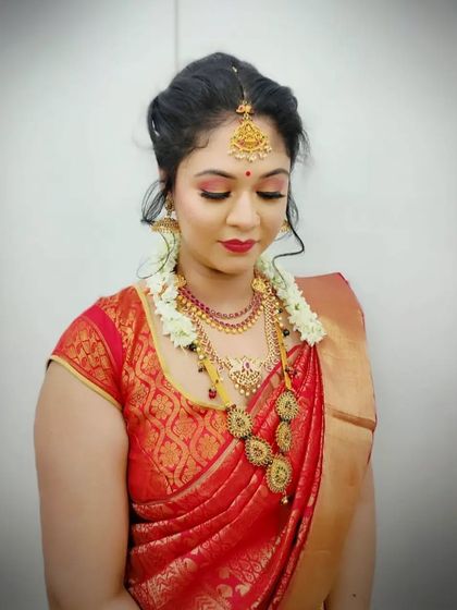 Another angle of the radiant bridal makeup. Students practice creating a look that is both beautiful in person and stunning in photographs, a key skill for any makeup artist.
