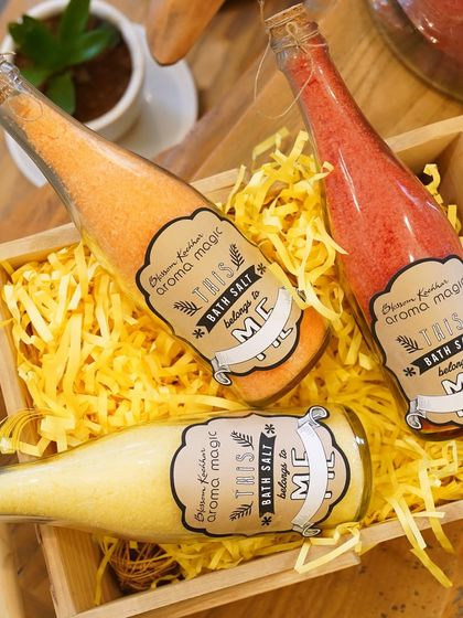 Elevate your self-care routine with our luxurious bath salts, packaged in beautiful bottles. Infused with pure essential oils, they relax the body and soothe the senses.