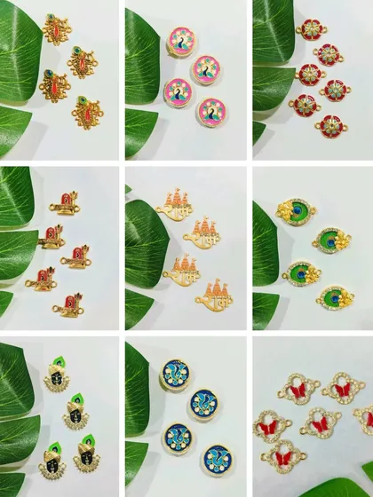 This collage features more of our popular Rakhi charms, including Krishna, castle, and peacock feather designs. These small details can make your handmade Rakhis truly special.