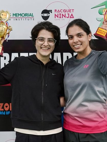 The women's doubles winners of the Corporate Badminton Cup. It's fantastic to see such skill and teamwork on display, highlighting the competitive yet supportive nature of our tournaments.