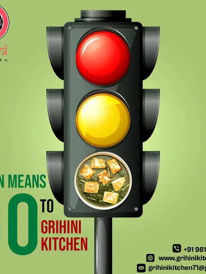 A fun graphic for my kitchen. When you see green, it means go to Grihini Kitchen for delicious food!