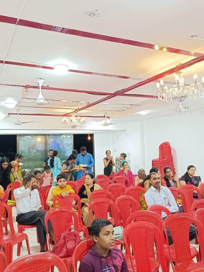A view of the audience at an event in our Kalyan East hall. The simple, clean, and air-conditioned space ensures comfort for all your guests.