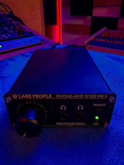 The Lake People G103 MKII headphone amp. It's a clean, solid-state unit that provides transparent power. It doesn't add any color, it just gives my headphones the headroom they need to perform accurately.