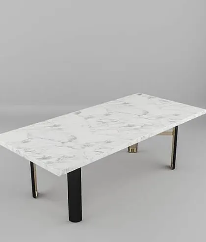 A top-down perspective of the Delight dining table, showing the beautiful veining of the marble and its generous size, perfect for family gatherings.