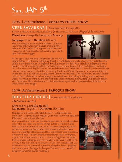 A detailed look at the Day 3 schedule for our 2025 festival, featuring 'Veer Savarkar' and the 'Dog Flea Circus'.