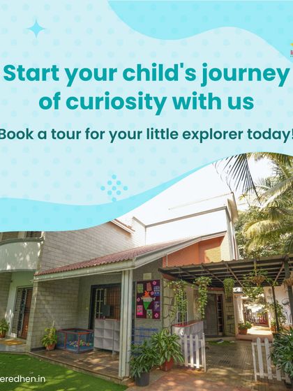 A welcoming view of our Kothanur campus, inviting parents to book a tour and start their child's journey of curiosity with us.