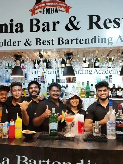 That feeling of accomplishment after a successful cocktail session. Our students at the Bangalore branch proudly display the drinks they've created, showcasing the skills they've learned.