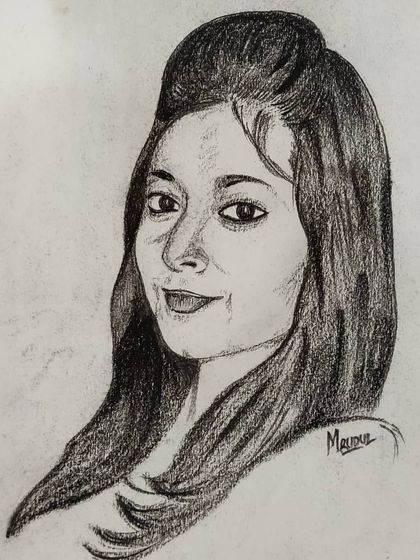 This pencil drawing showcases how I handle different hairstyles and facial features to ensure every portrait is a unique and accurate representation.