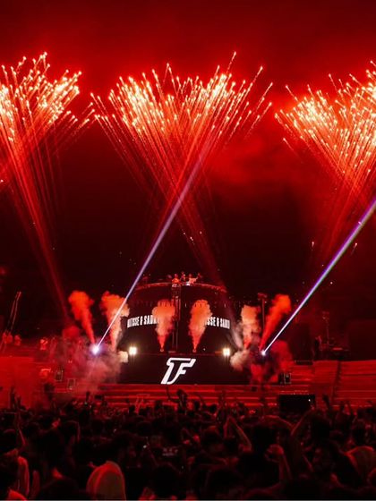 The grand finale of an EDM night at Techfest, with fireworks lighting up the sky. Hosting concerts is an exhilarating experience.