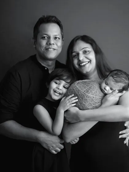 A classic family portrait is always a must have. Here, we have the whole family together, welcoming their newest member while big sister gives the most joyful laugh. I love creating these timeless black and white images that focus purely on emotion and connection.