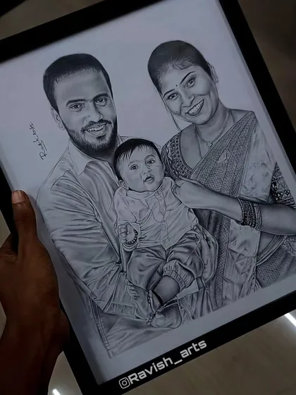 A perfect family moment, captured forever in pencil and charcoal. I love creating these custom family portraits to celebrate the bond you share, turning a photograph into a timeless piece of art for your home.