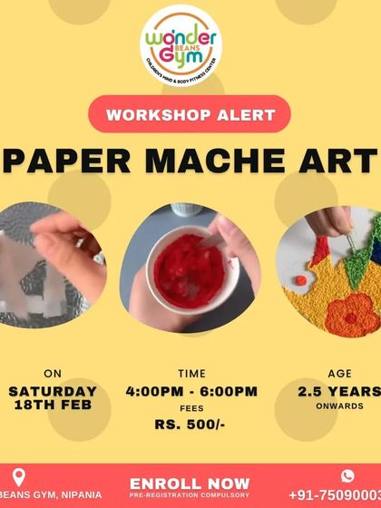 Workshop alert for a messy and fun Paper Mache Art session.