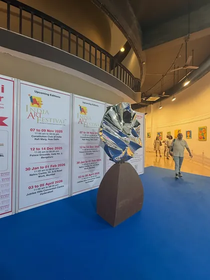"Eclipse" on display at the India Art Festival, showing how the transient nature of an eclipse can be captured in a permanent form.
