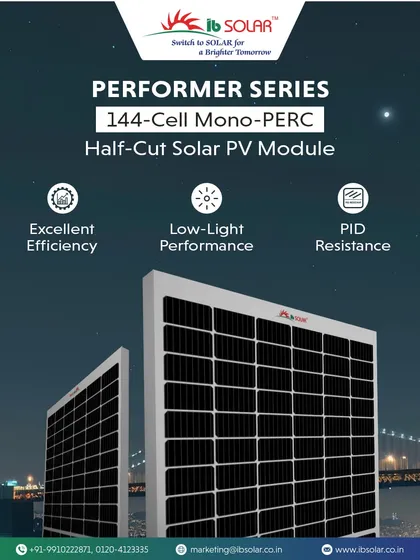 The Performer Series 144-cell Mono-PERC module is engineered for excellence. It offers superior efficiency, reliable low-light performance, and strong PID resistance, ensuring consistent energy output and long-term investment security.