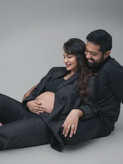 Modern, chic, and intimate. This couple’s matching power suits bring a unique and stylish edge to their maternity session. It’s a portrait of two partners, strong and united, ready for their next big adventure.