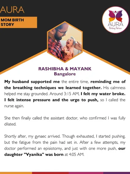Rashibha's husband supported her the entire time, reminding her of the breathing techniques they learned together. His calmness kept her grounded until their daughter was born.