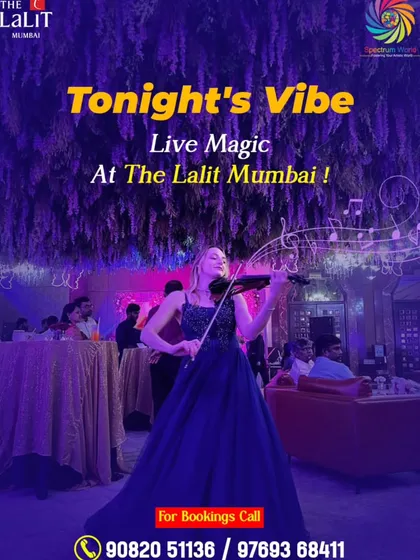 We create magical musical experiences in Mumbai's most prestigious venues, like this solo violinist performing at The Lalit. An elegant violin performance is perfect for adding a touch of class to corporate events, weddings, and upscale private parties.