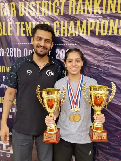 As a coach, moments like these are everything. Standing with Ananya Chande after she won a double crown, becoming the district champion in both the U-19 and Women's categories. My role is to provide mentorship that translates into victories like this.