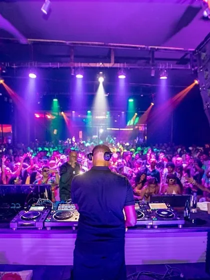 From behind the decks at Goa Sunsplash, looking out at a sea of people. This is my element, controlling the energy of a massive festival crowd and taking them on a journey through sound.