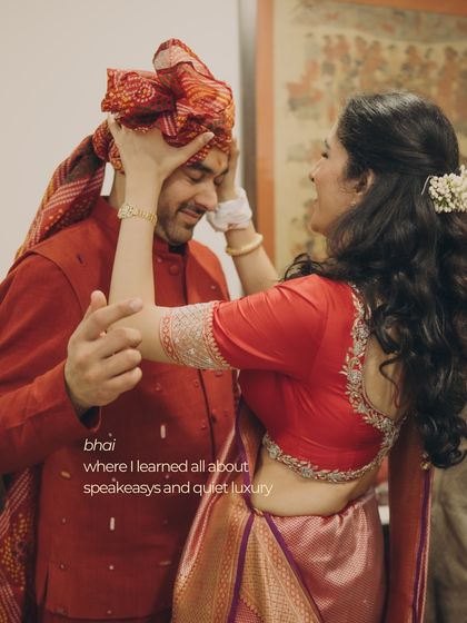 A brother and sister sharing a moment while he gets his turban tied. This is another image from our 'GHAR' series, showcasing the people and relationships that make a house a home.