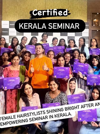 A group of talented female hairstylists in Kerala, all certified after an empowering live seminar. It's incredible to see so much passion and skill in one room.
