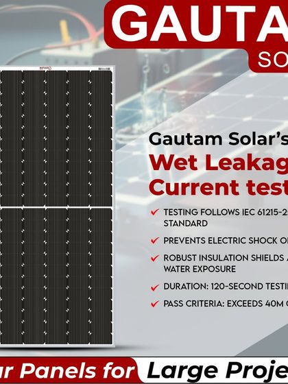 To ensure safe operation, our modules undergo wet leakage current testing as per IEC 61215-2:2016 standards. This process verifies robust insulation against water exposure and prevents electrical shock hazards, making our panels safe for any environment.