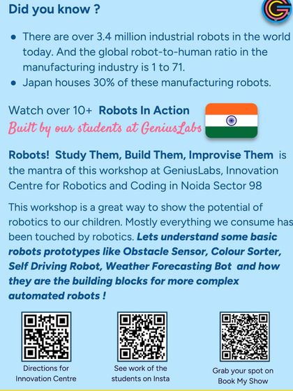 Did you know there are over 3.4 million industrial robots in the world? At our "Robots In Action" workshop, kids can study, build, and improvise their own robot prototypes.