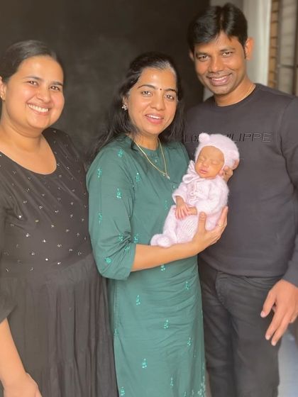 A photo with a happy family after their newborn session. It's an honor to be trusted with these precious first memories.