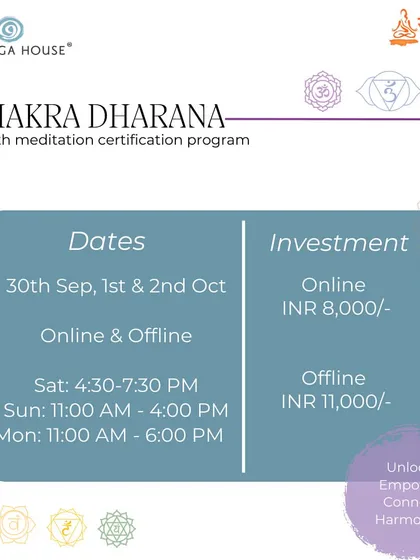Join our Chakra Dharana certification program, offered both online and offline. This YACEP-certified course provides you with the tools to harmonize your energy and guide others in their meditation journey.