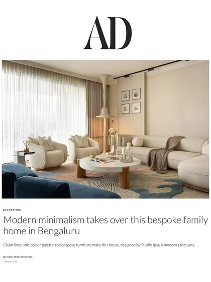 "Modern minimalism takes over this bespoke family home in Bengaluru." We couldn't have asked for a better summary of our KAIA project in this wonderful feature by Architectural Digest.