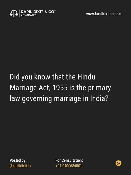 This graphic serves as a quick reminder of the primary law governing marriage in India.