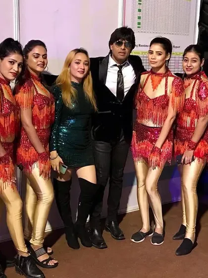 Backstage with my team of dancers after a fantastic show in Surat. Their hard work and energy are what make the show a success.