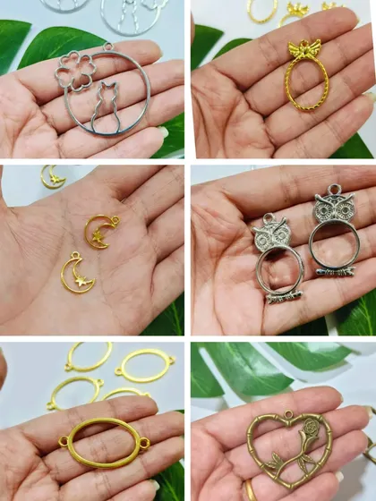 This image shows more of our new arrivals, including cat-themed, owl, and rose-heart bezels. These detailed designs are perfect for creating one-of-a-kind resin jewelry pieces.