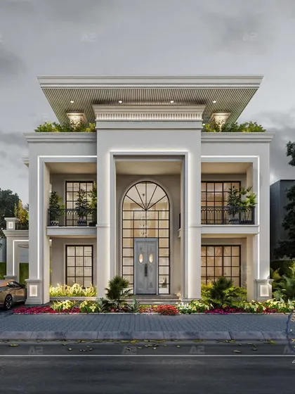 Step into a realm of refined elegance with our latest neo-classical facade design. The delicate lines, soft lighting, and expansive balconies redefine luxury living, creating a sense of grand, open space.