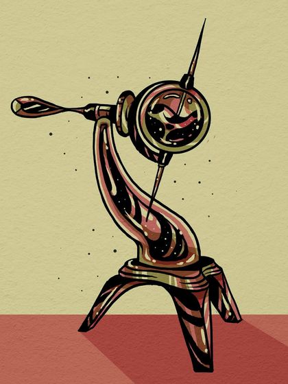 A 'Herfumes' bottle designed to look like a strange, futuristic scientific instrument.