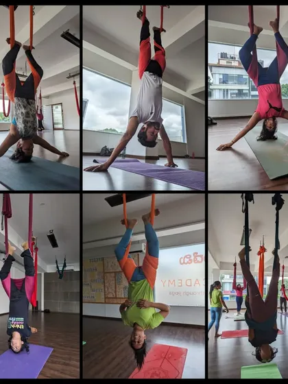 More moments from our vibrant aerial and acro yoga classes, showcasing the variety of poses, the supportive environment, and the pure fun of flying. From beginner drops to advanced flows and teacher trainings, there's a place for everyone to explore.