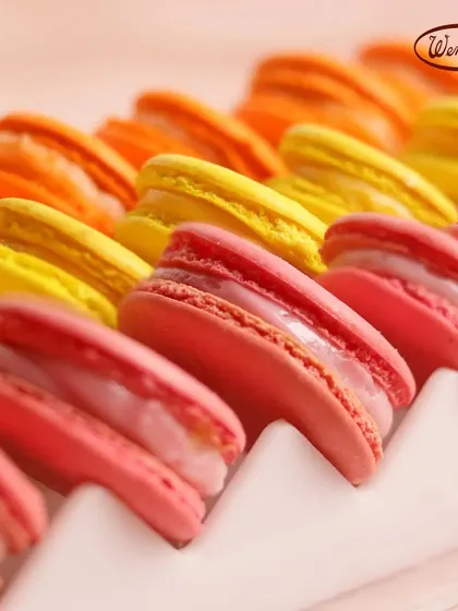 A glimpse of our macaron madness. We love creating these colourful and light almond-meringue cookies, lined up perfectly and ready to be enjoyed. Each colour represents a unique, delicious flavour.