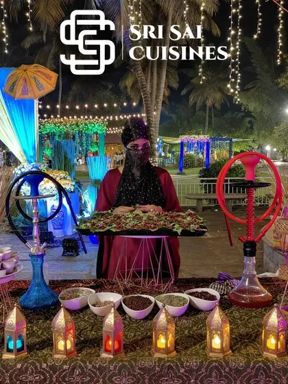 Elevate your event with one of our signature experiences, the Arabian Paan Station. This setup not only offers a unique treat for your guests but also adds a visually stunning and thematic element to your celebration, complete with authentic decor like lanterns and hookahs for ambiance.
