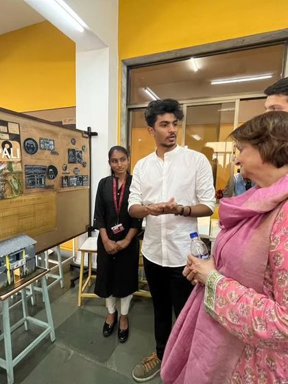 Here I am with a visiting academician, Prof. Pradnya Chauhan, as my students present their detailed architectural models. It is rewarding to see them confidently explain their work to experts in the field.