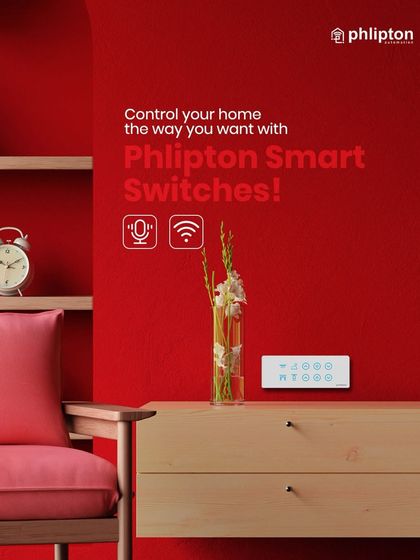 My smart switch is shown here in a bold red room, ready to respond to voice or Wi-Fi commands. You can now control your home the way you want.