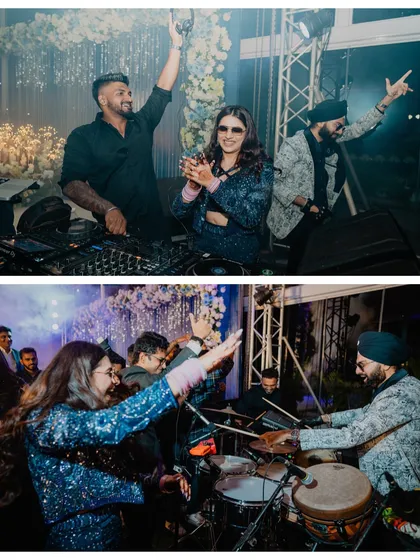The vibe-setters of the night. Capturing the energy of the DJ and the live musicians shows the incredible atmosphere of the celebration.