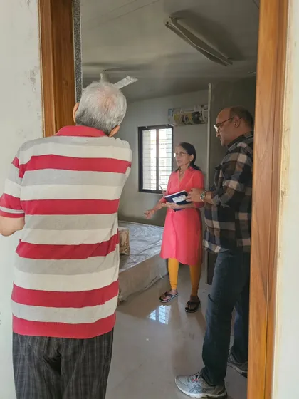Here I am with my wife Tasneem during an Energy Vastu consultation at a client's home. We scan the entire property to detect negative or blocked energy fields that could be affecting the family's health, wealth, and relationships. Our goal is to make the space positive using natural, non-destructive methods.